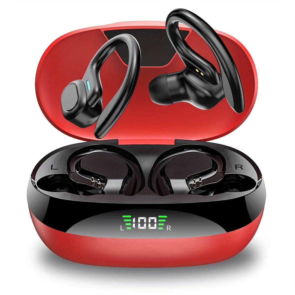 Wireless Earbuds for Running with Earhooks Noise Cancellation Bass Microphone