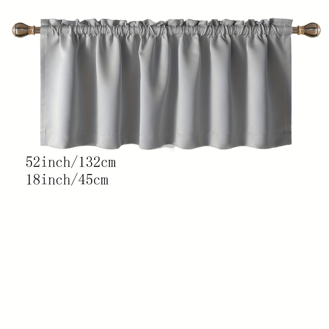 Blackout Insulated Rod Pocket Window Valance for Kitchen Black