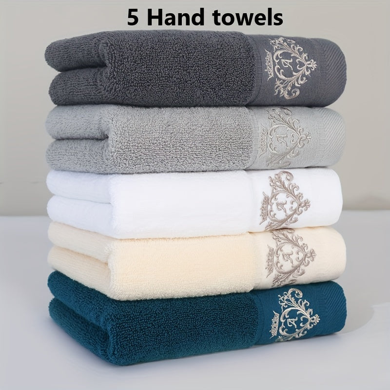 Cotton Towels with Crown Pattern Embroidery 450gsm for Bathroom and Makeup Room