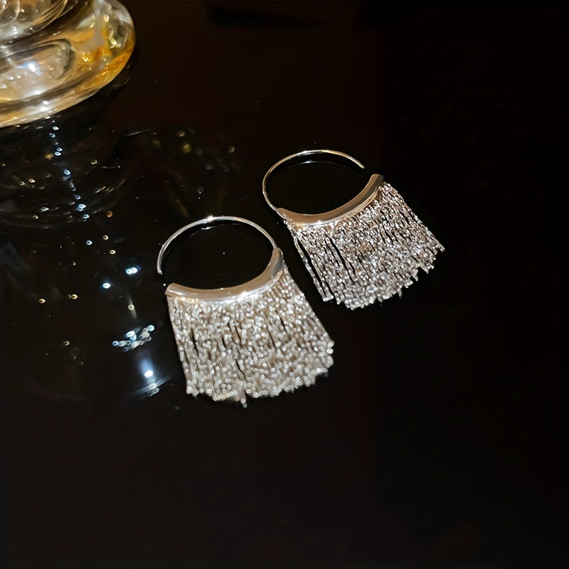 C-Shaped Tassel Earrings for Women Gold Plated Dangle Jewelry