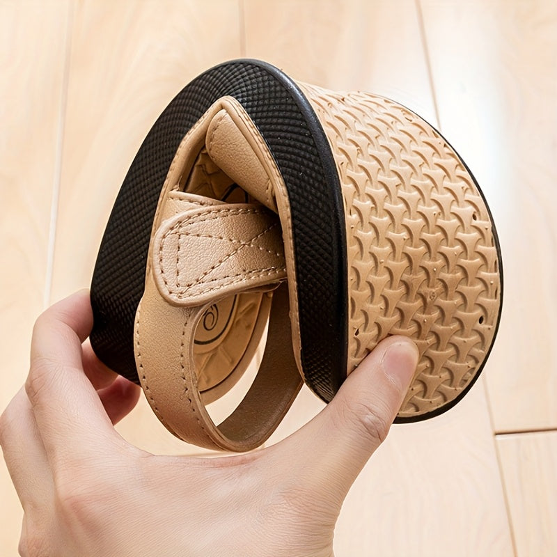 Women's Slip-On Sandals Cushioned Non-Slip Beige White Low Heel for Beach and Casual