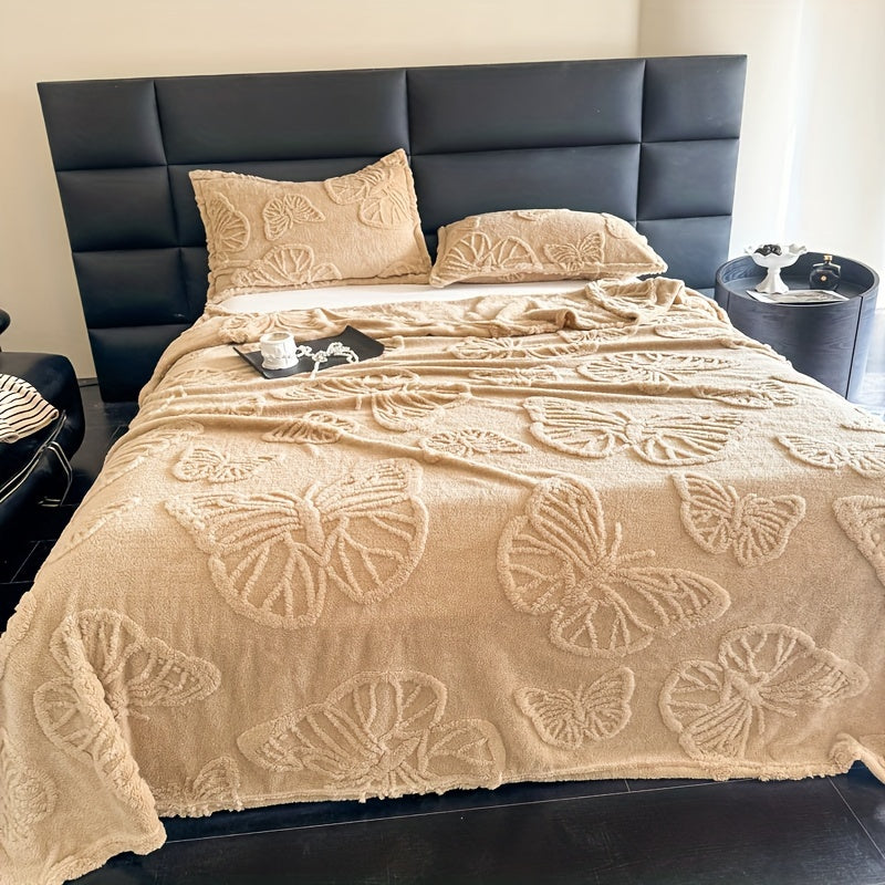 Manta de felpa de doble cara de color sólido con jacquard de franela para siestas