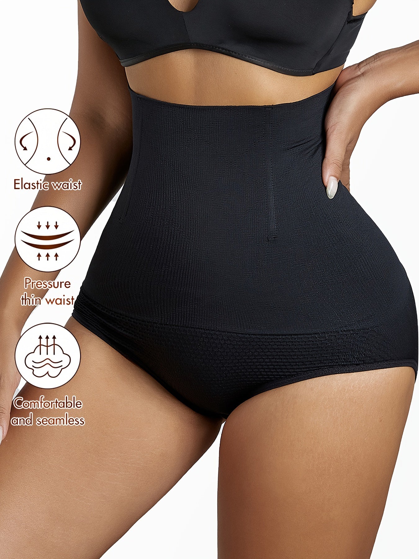 Women's High Waist Tummy Control Seamless Shapewear Panties Solid Color