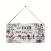 Рустикальная деревянная табличка с вдохновляющей цитатой "С Богом все возможно" - 19.99x9.98 см. Декор для стен в фермерском стиле для дома, кафе, гаража, ресторана. Подходит для использования как в помещении, так и на улице.
