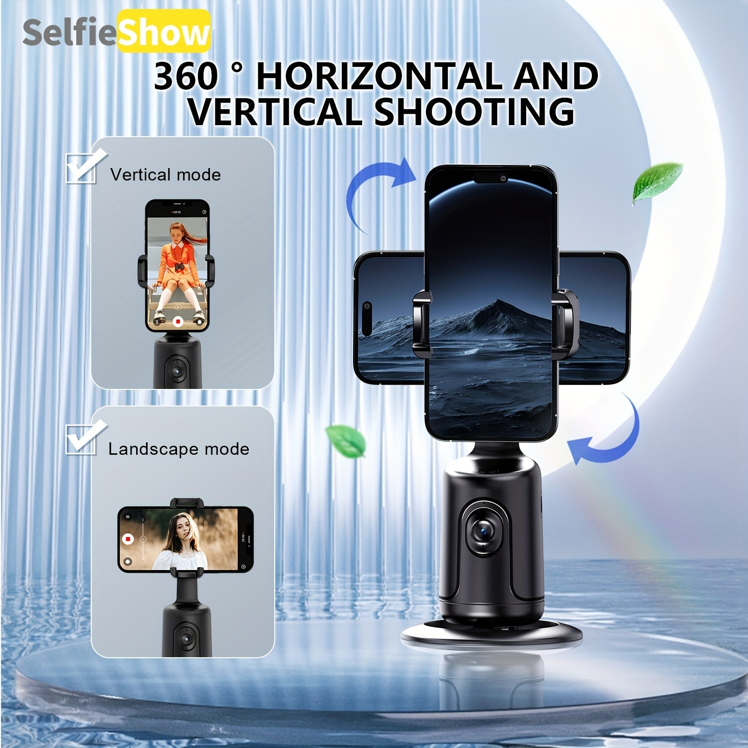 Portable 360° Auto Face Tracking Tripod Selfie Stick for Vlogging and Live Streaming