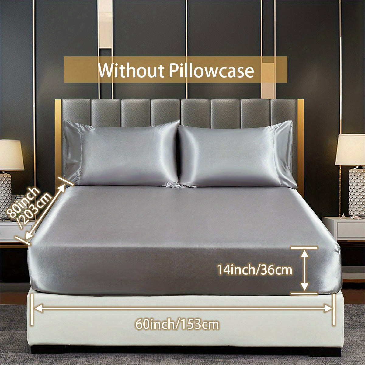 Satin Solid Color Fitted Sheet Luxuriously Soft Bedding for Bedroom and Guest Room