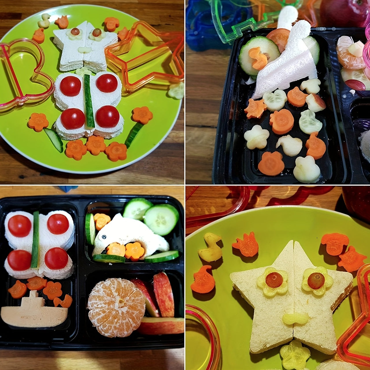 Набор из 32 машинок для резки сэндвичей с веерными вилками, включая 10 машинок для резки форм без использования бисфенола А, 12 оптовых машинок для резки фруктов и овощей из нержавеющей стали и 10 вилок для фруктов.