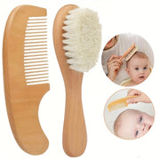 Adults Wooden Grooming and Healthcare Kit with Soft Brush and Comb Light Brown
