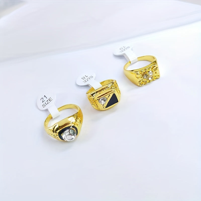 Set of 10 Women’s Alloy Rings with Rhinestone Inlay Jewelry Set for Parties and Weddings