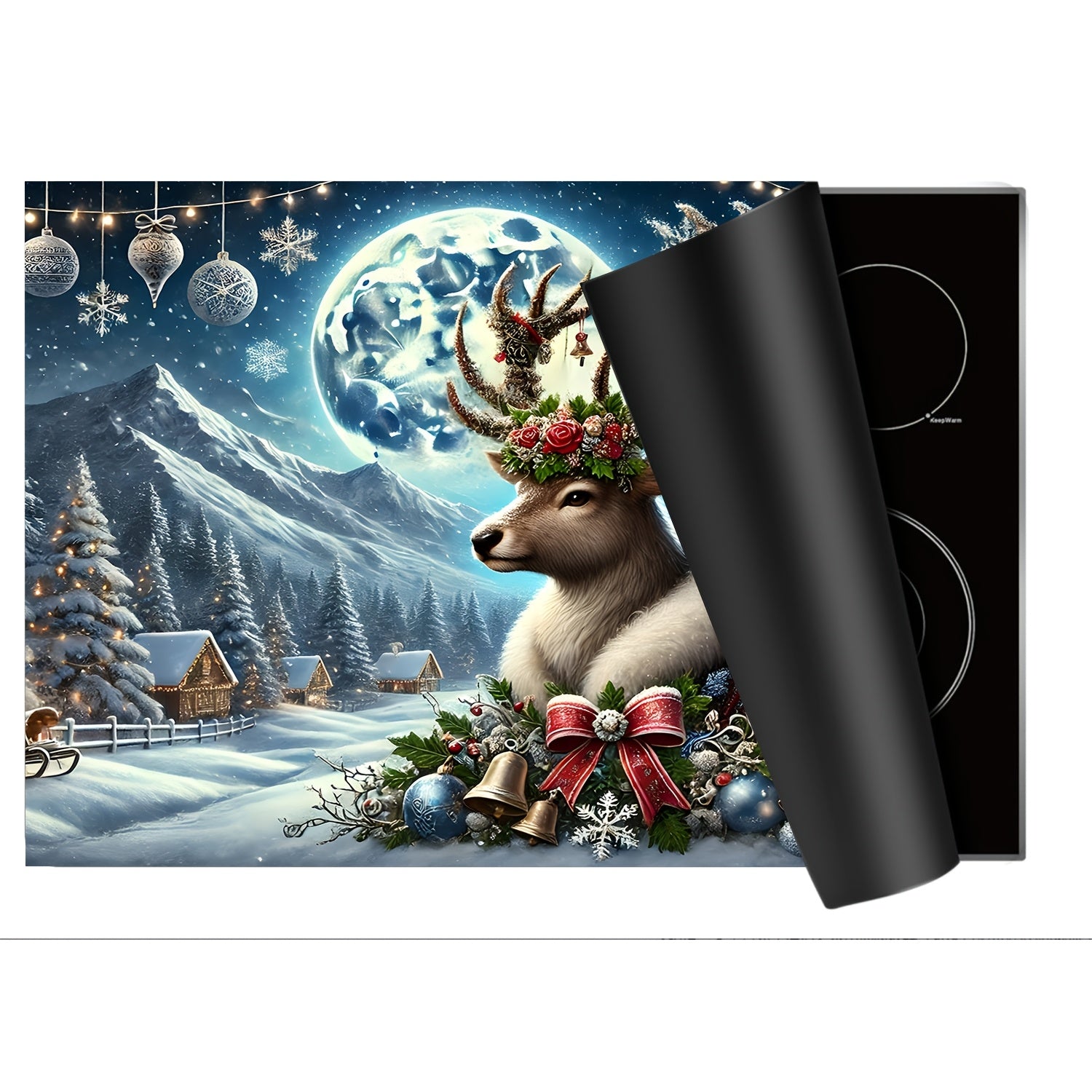 Festive Christmas Deer Stove Top Protector Waterproof Non-Slip Heat Resistant
