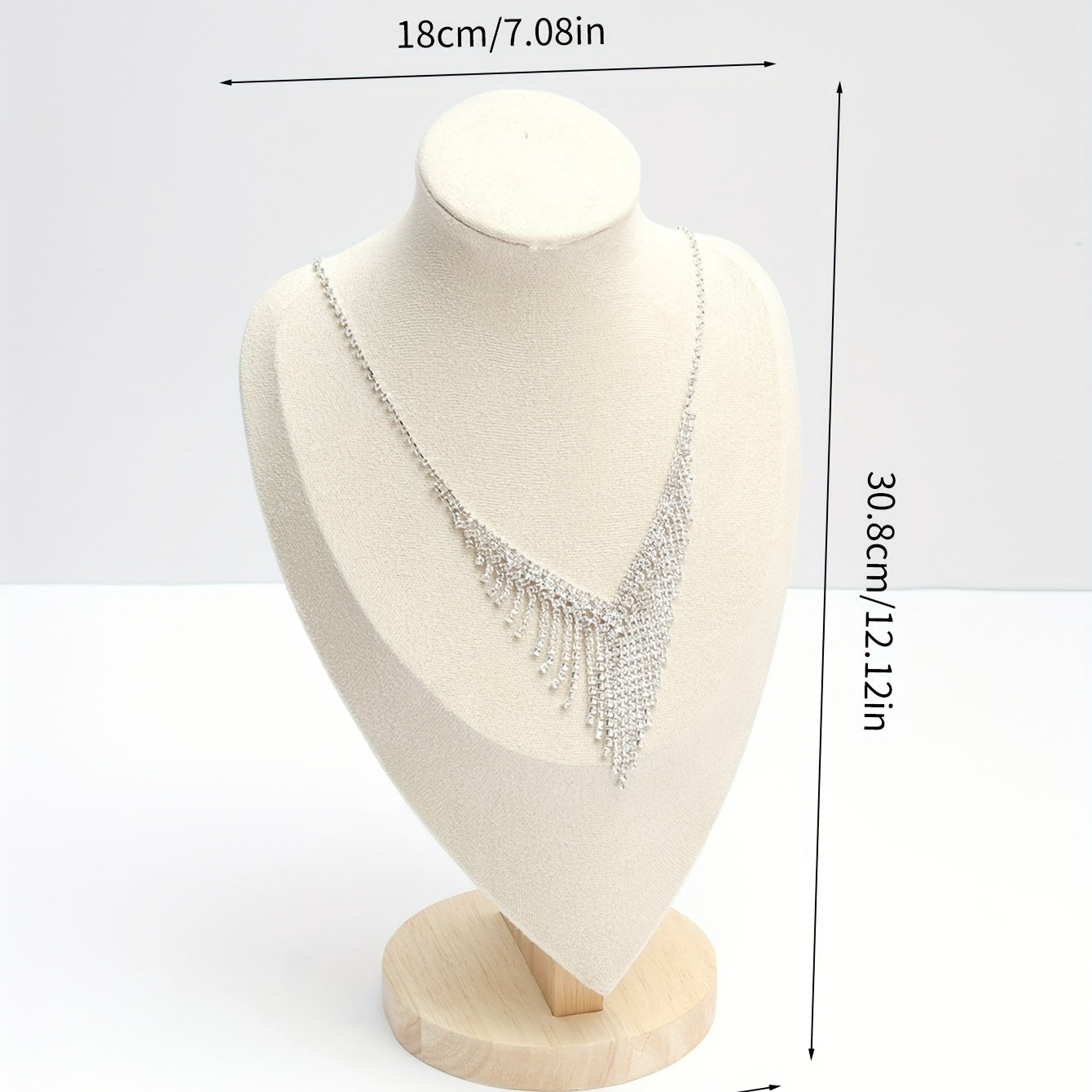 Yog'och Flannellette taqinchoq namoyish qilish standi, portret bo'yin moldi bilan, zargarlik buyumlarini namoyish qilish uchun