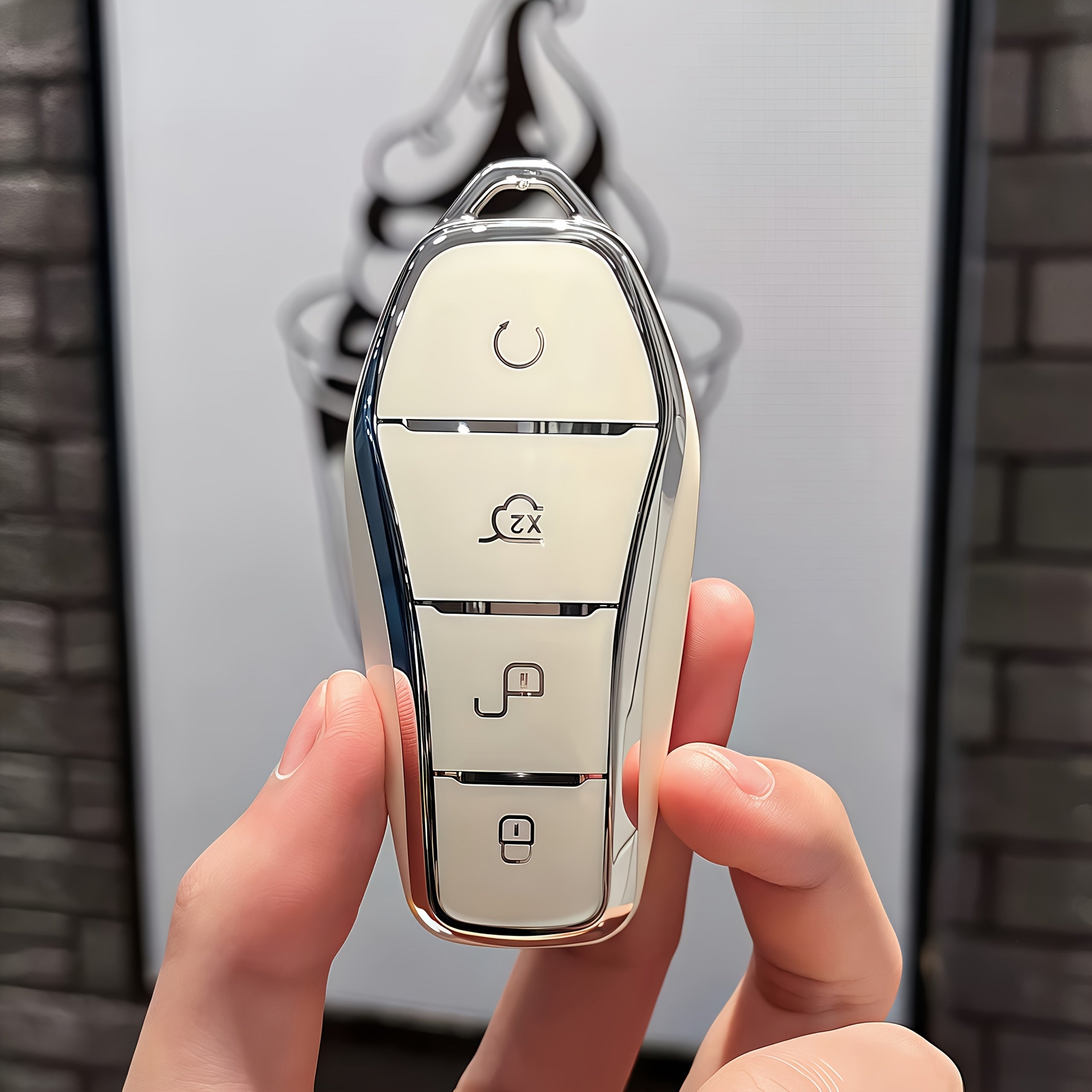 Golden White TPU Car Key Cover for Smart Key Fob Protective Case