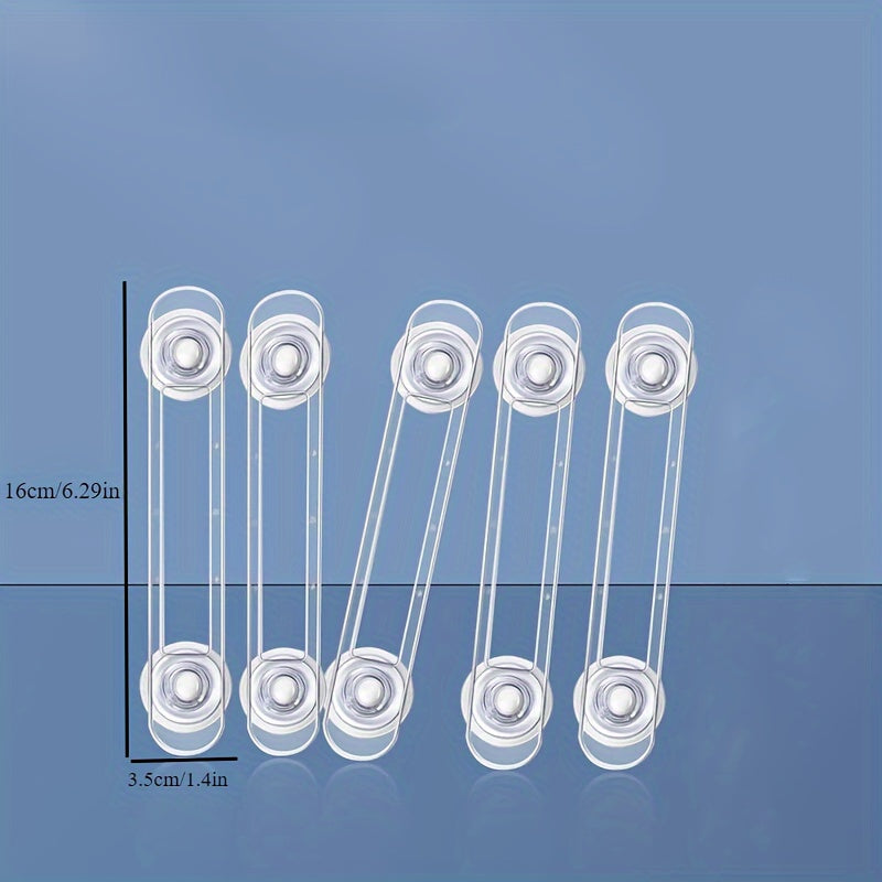Set of 4 Child Safety Locks with Transparent Anti-Opening Soft Straps for Drawers and Refrigerators