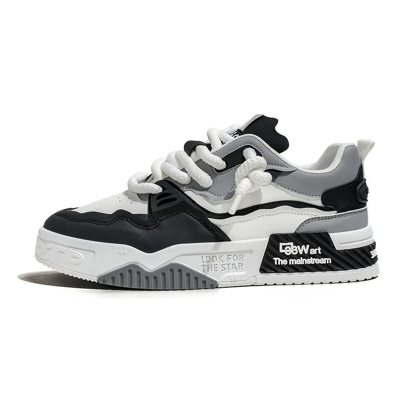 Men's All-Season Urban Chic Lace-Up Skate Shoes Non-Slip Rubber Sole