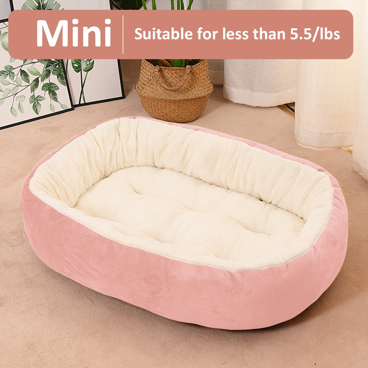 Oval Pet Bed for Small to Medium Dogs Plush Polypropylene Non-Assembled
