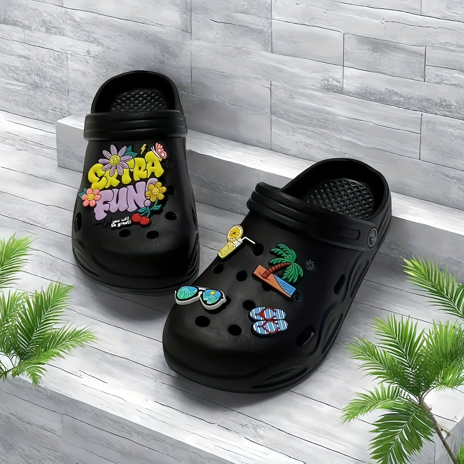 Women's EVA Flat Summer Shoes Beach Water Sandals with Accessories