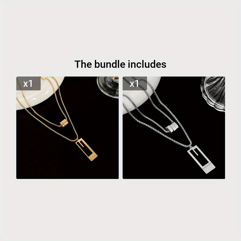 Titanium Steel Double-Layered Necklace with Vintage Style Pendant for Daily Wear