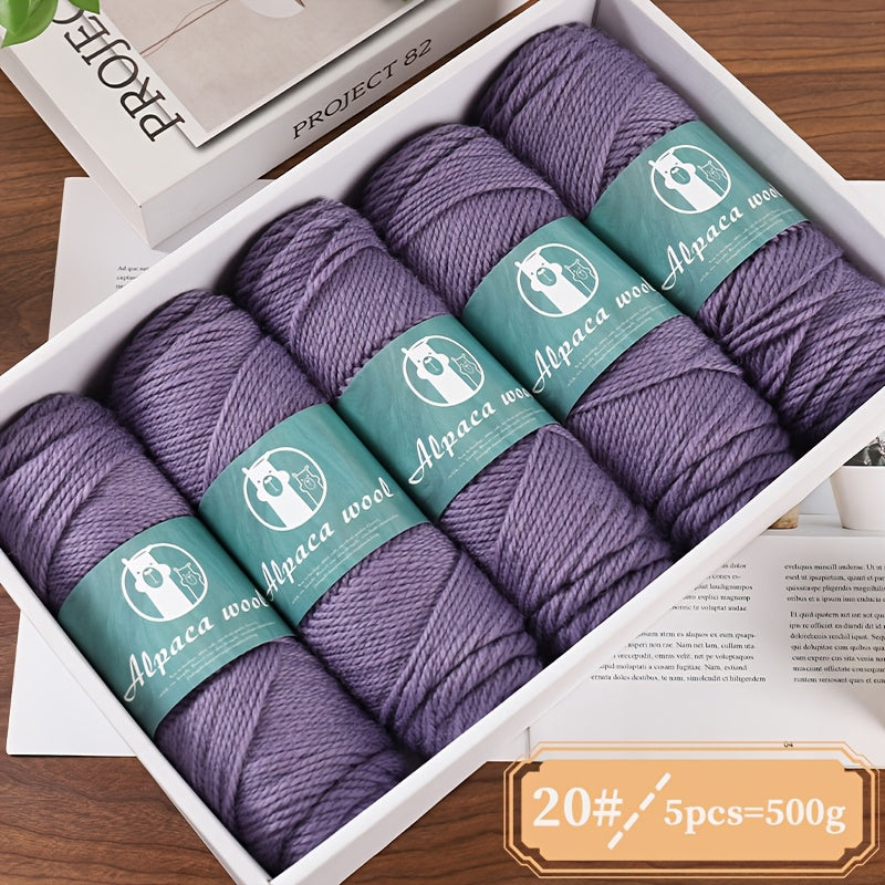 5-Pack Multicolor Alpaca Wool Yarn 500g Thick-Thin Self-Striping and Ombre
