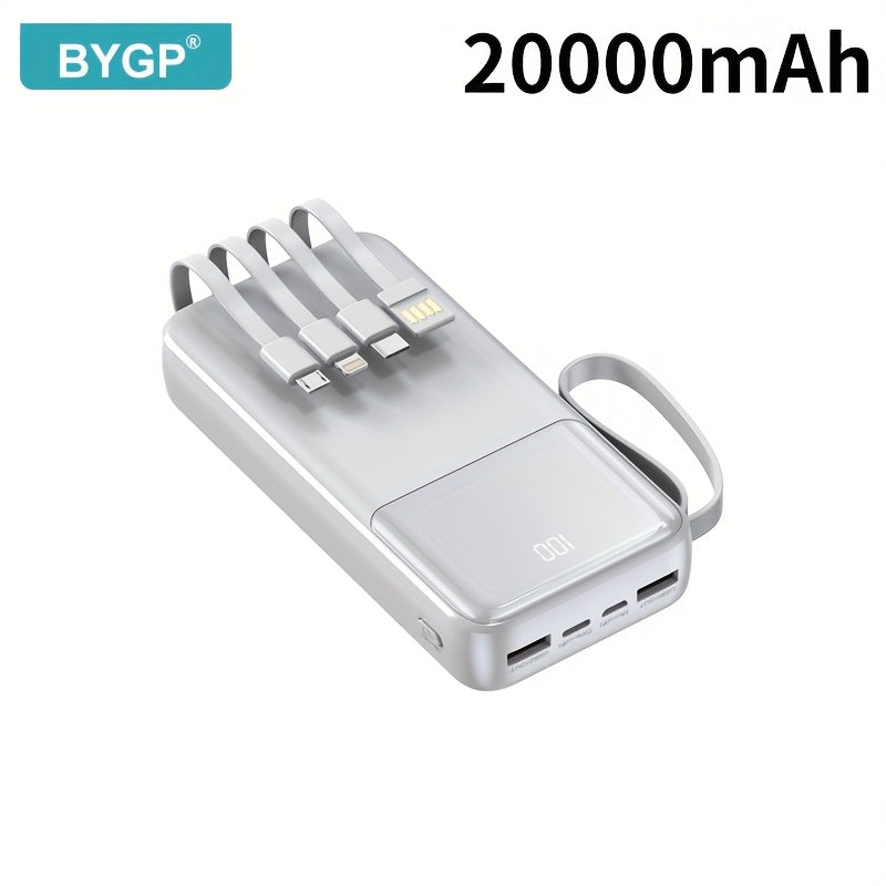 20000mAh Portable Power Bank with Fast PD20W Charging and Built-in Cables