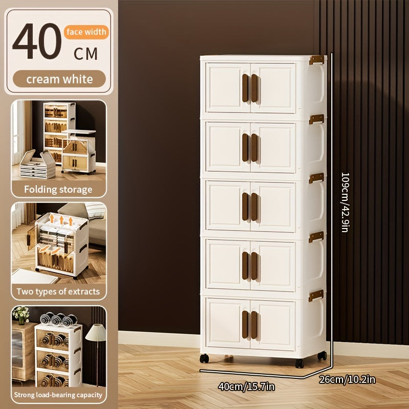 Складные пластиковые контейнеры для хранения на 5 уровней с крышками и колесами для шкафов, ванных комнат, офисов и общежитий.