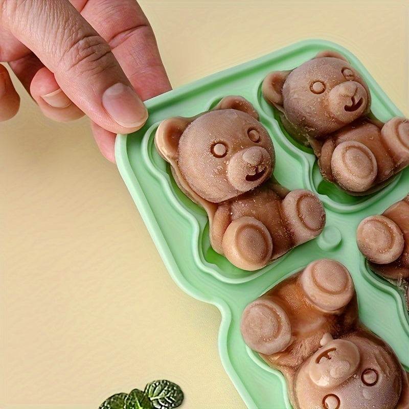 Silicone Bear Ice Cube Trays with Lid Flexible Pop Molds for Whiskey Cocktails and Food