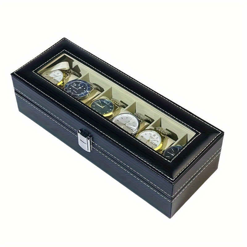 Large Capacity Watch Storage Box with 6 Slots for Men and Women