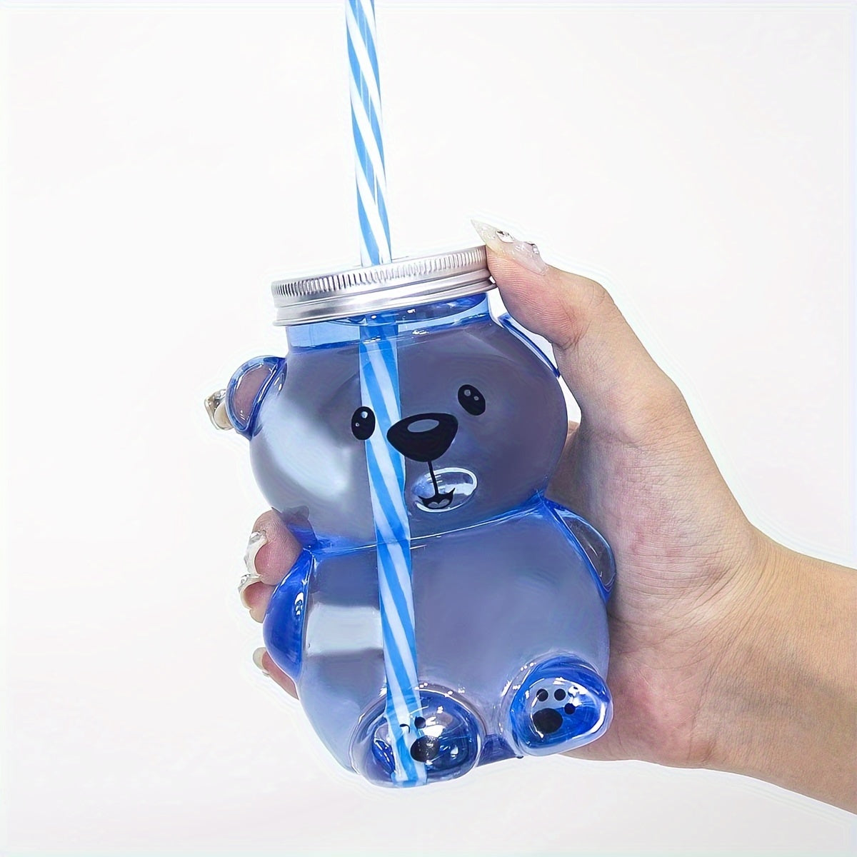 Kids' Cartoon Bear Straw Cup Plastic Durable Drinkware for Children