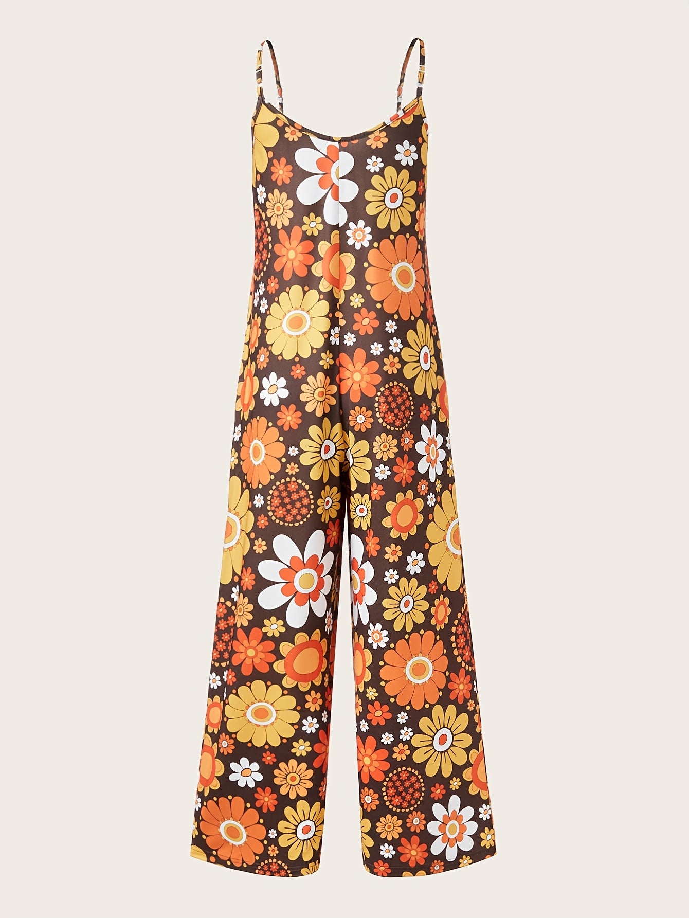 Женский комбинезон с цветочным принтом в стиле бохо, с тонкими бретелями, открытыми плечами, летний ромпер plus size