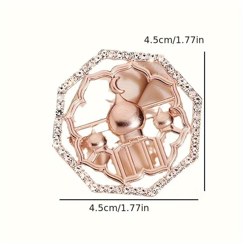 Vintage Round Rhinestone Brooch with Synthetic Pearl and Southeast Asian Charm