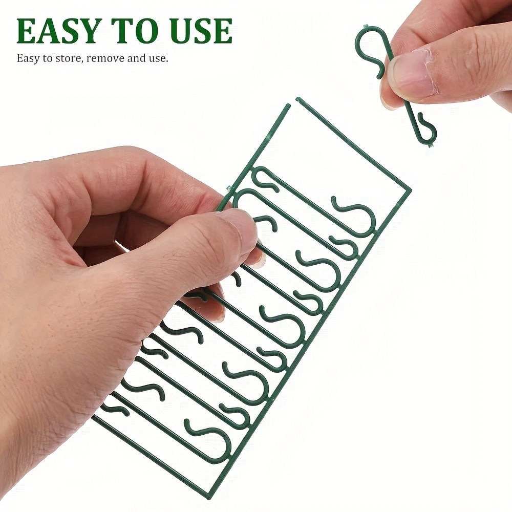 100/200 Pcs Reusable Green Plastic Christmas Ornament Hooks for Lights and Decorations