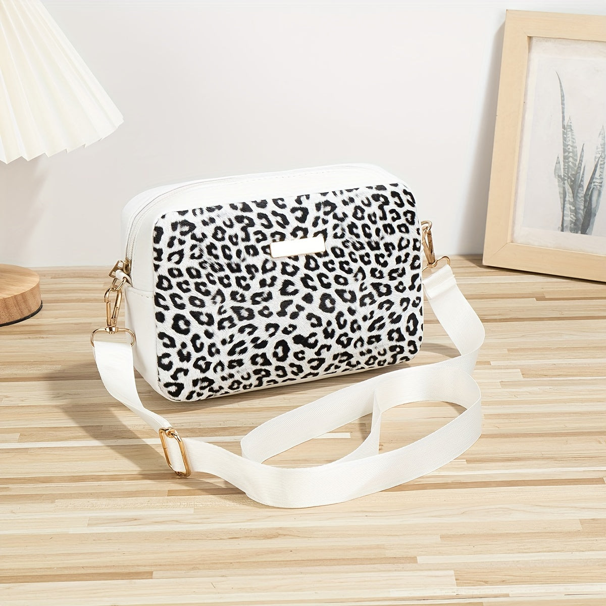 Women's Small Square Shoulder Bag Leopard Print PU Casual Crossbody for Going Out and Office