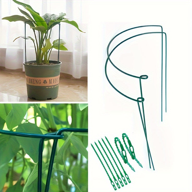 4/8 o'simlikni qo'llab-quvvatlash ustunlari, atirgul, peoniya, pomidor va gortensiya uchun metall yarim doira bog' qo'llab-quvvatlashlari. Ichki va tashqi gullarni qo'llab-quvvatlash ikki o'lchamda: 21.01 sm x 35.0 sm va 24.99 sm x 40.01 sm.