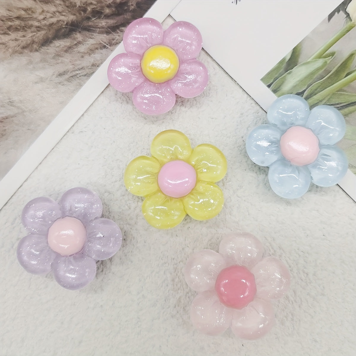 Women's Colorful ABS Flower Shoe Charms 10 Pack for Sandals and Bags