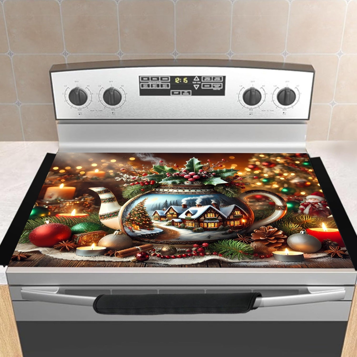 Christmas Themed Stove Top Protector Waterproof Scratch-Resistant Heat-Resistant Cover