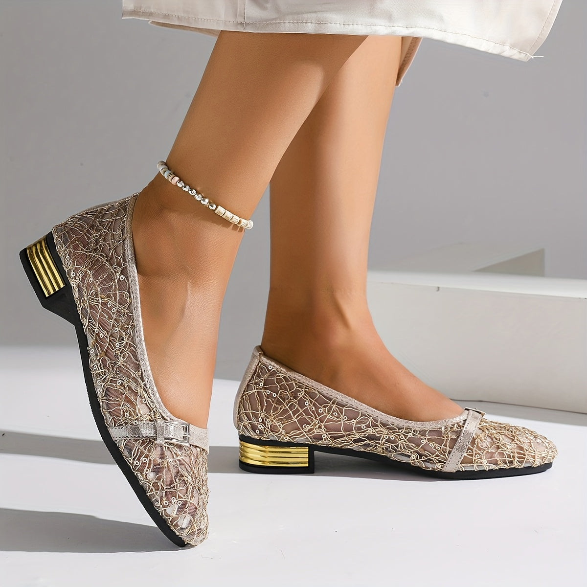 Women's Pointed Toe Flats Casual Mesh Leather Low Heel All Seasons