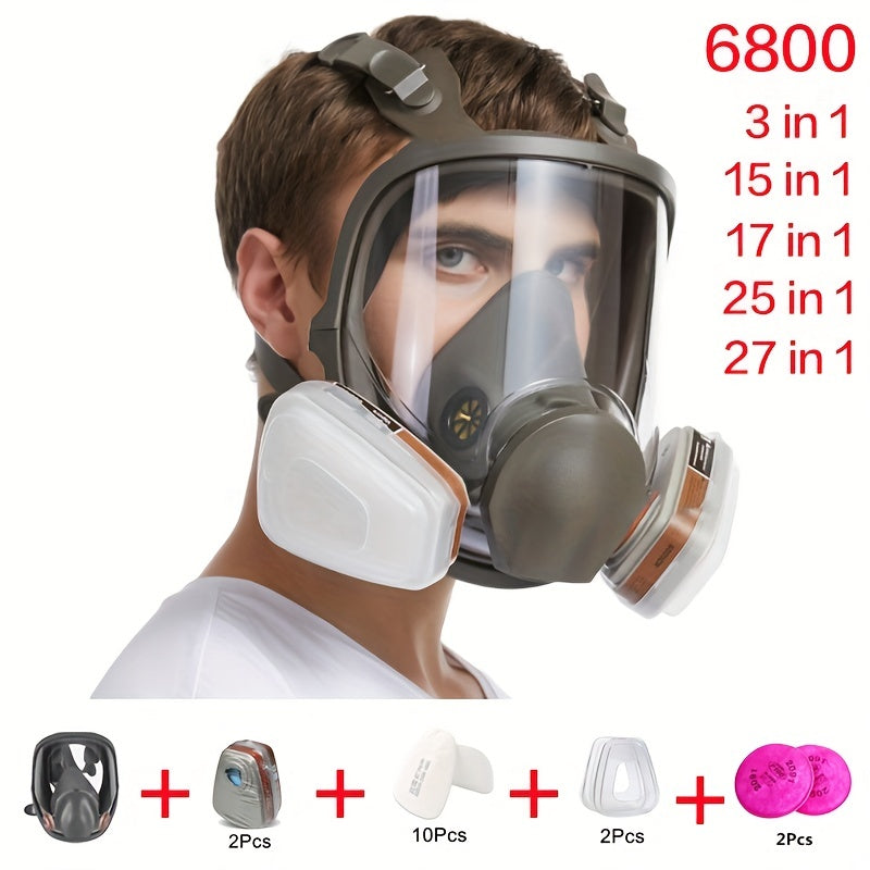 Full Face Silicone Respirator Gas Mask for Chemical Protection Medium Size