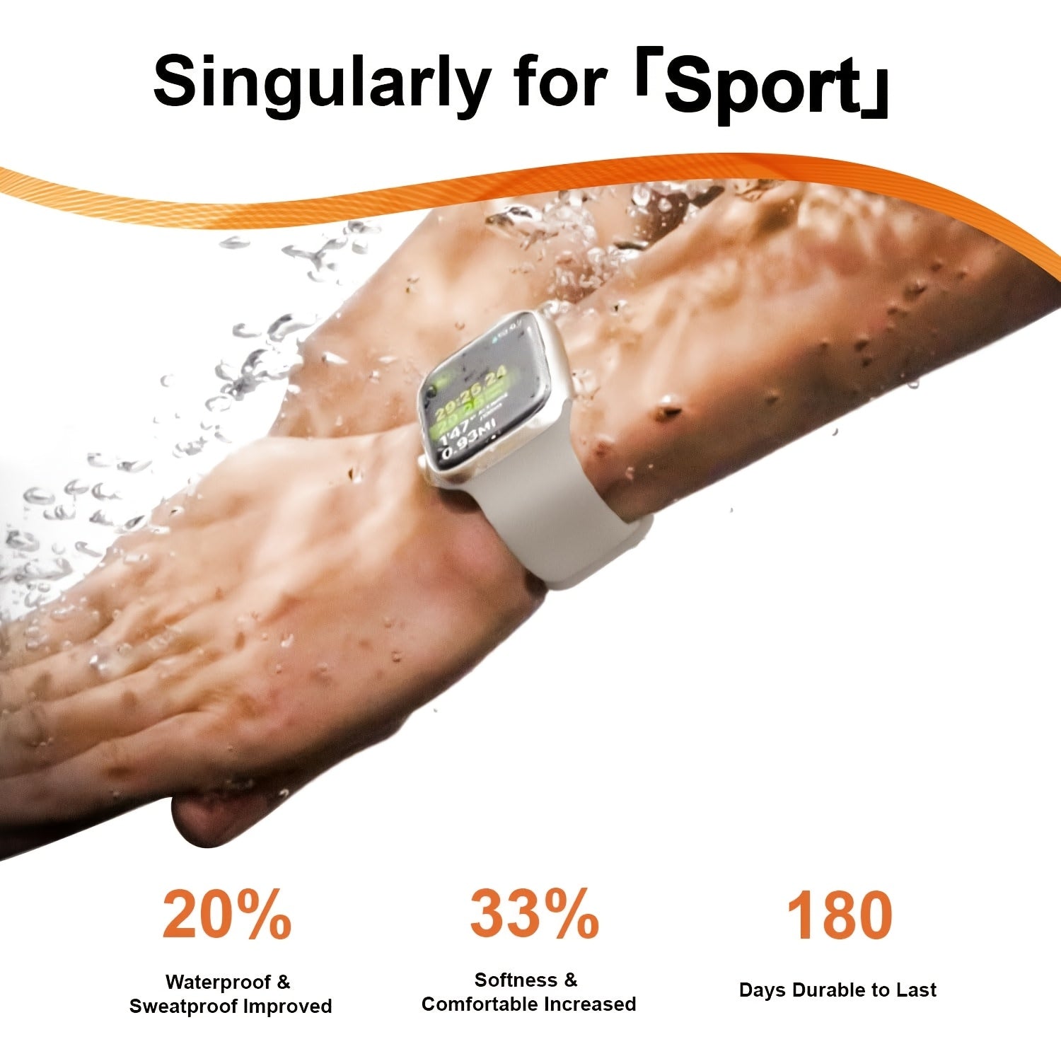 Water-Resistant Silicone Sport Watch Band for Apple Watch Series 1-10 SE Ultra 38-49mm