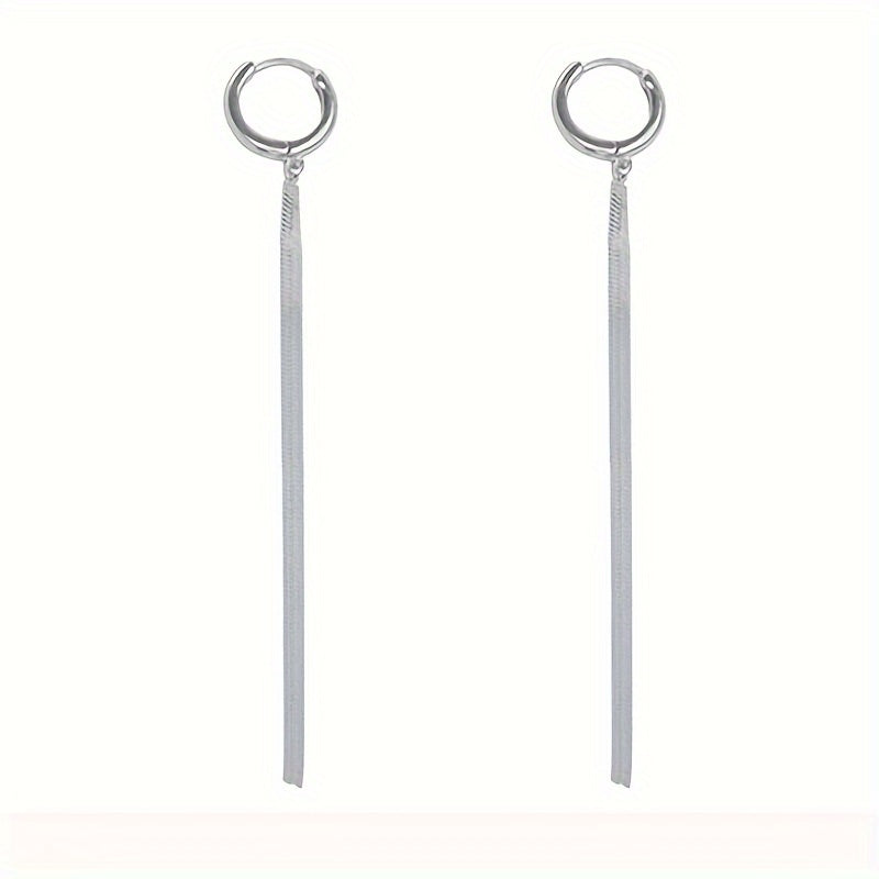 Sterling Silver Snake Chain Tassel Earrings for Women Casual Stylish Lightweight