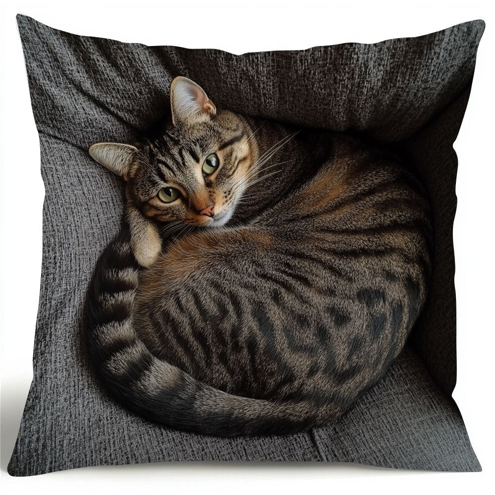 Double-Sided Cat Throw Pillow Cover Polyester Holiday Decor Gift for Wife