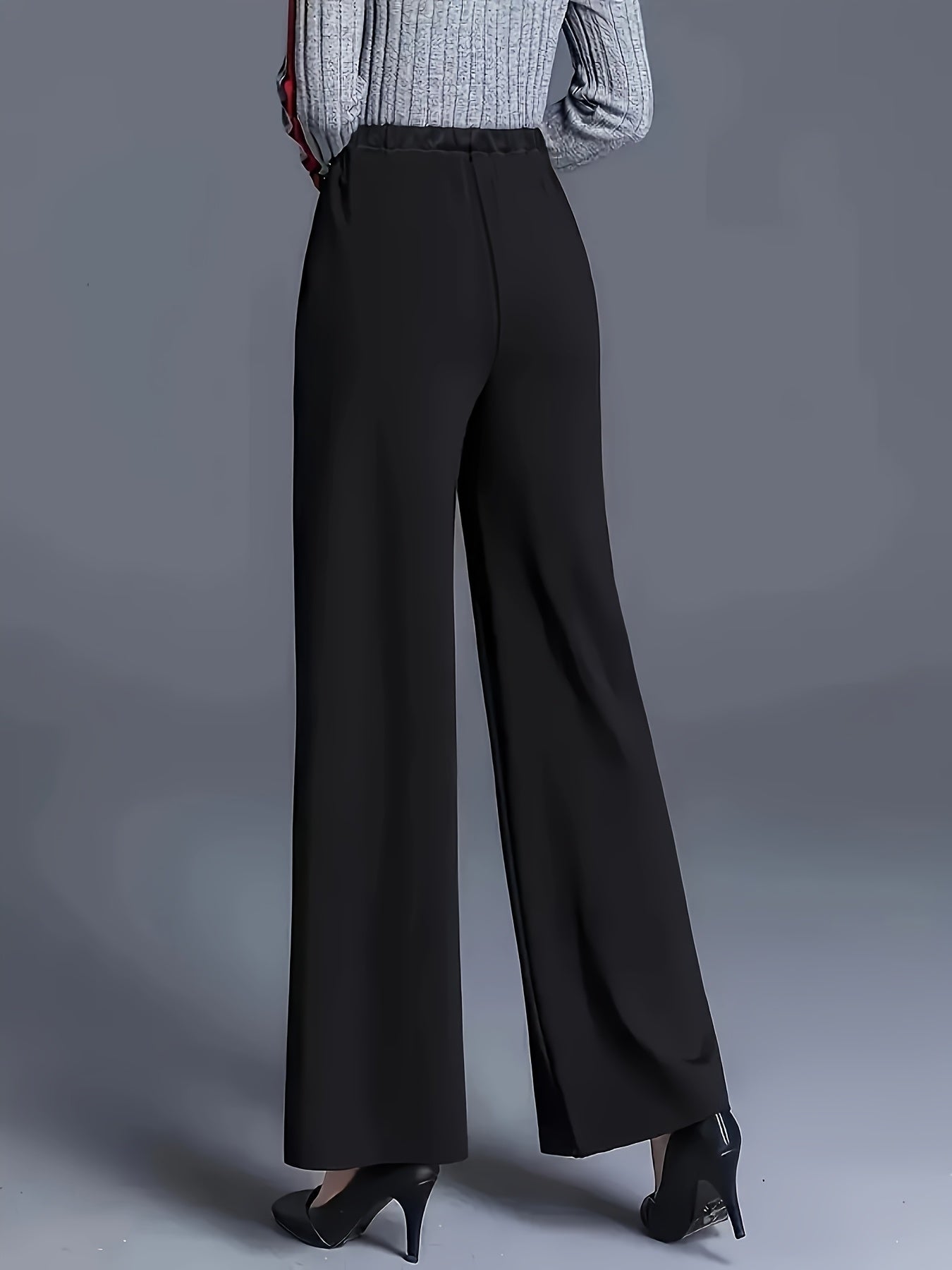 Women's High-Waist Straight Leg Trousers Polyester Elegant Office Wear