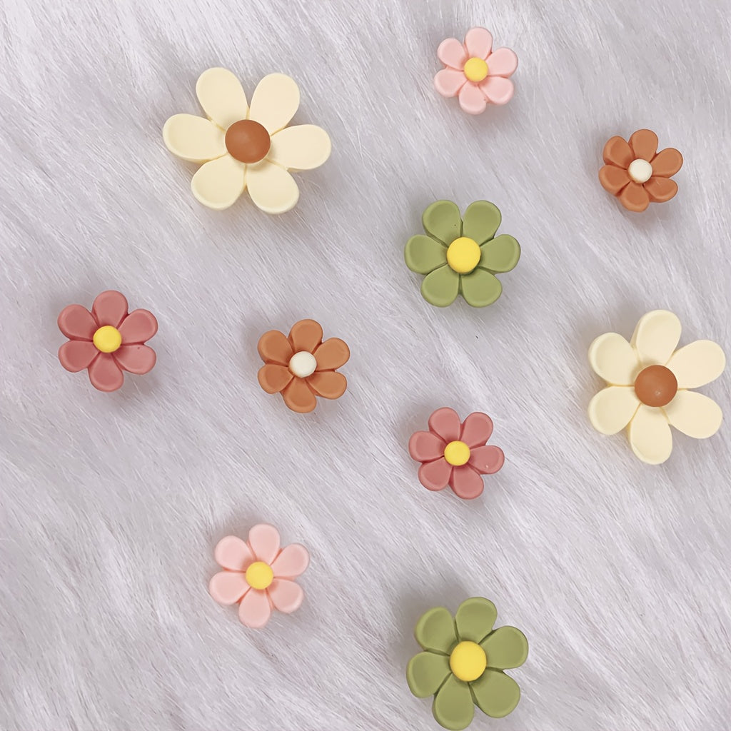 10Pcs Green and Pink Flower Shoe Charms, Layered Shoe Decorations for Summer