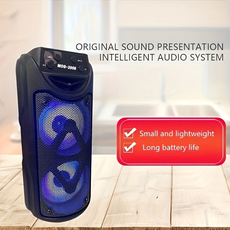 XSound Portativ Simsiz Dinamik, Ikki 4-Dyuymli Stereo Ovoz, USB Zaryadlash, Qayta Zaryadlanadigan Litiy Batareya, Siri Boshqaruvi, LED Rangli Chiroqlar, FM Radio, TF Kartasi Slot. Tashqi Kamping uchun Ideal.