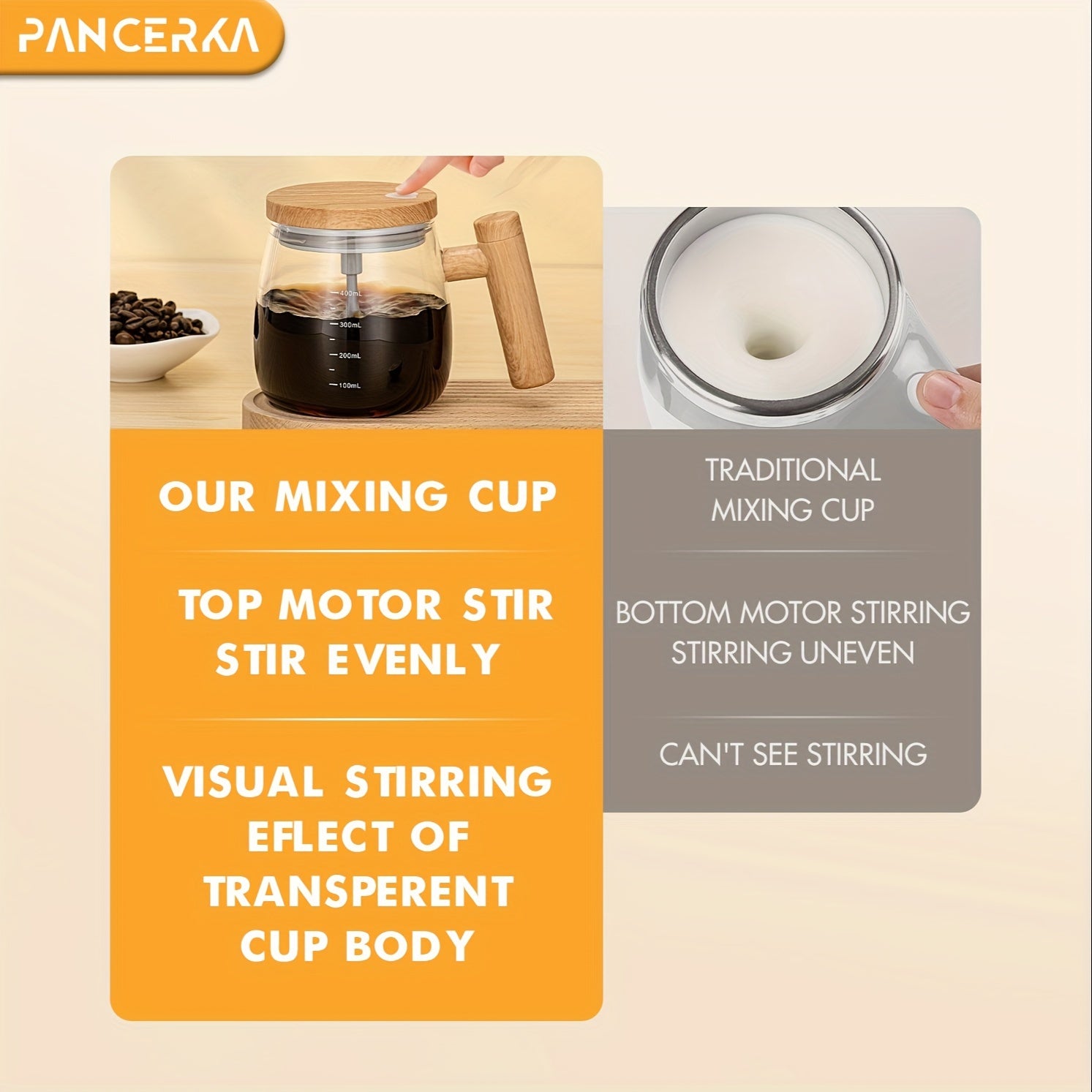 400ml Electric Self-Stirring Mug for Coffee Milk Protein Powder Borosilicate Glass