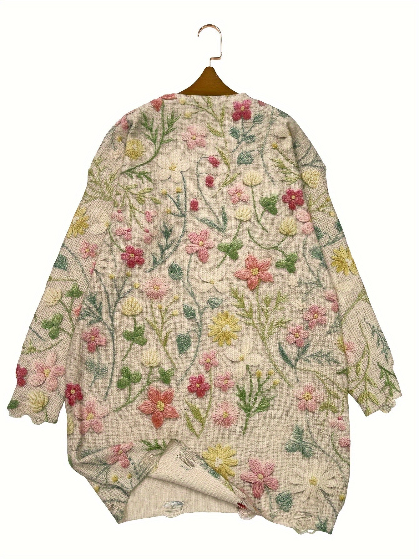 Women’s Plus Size Knit Sweater Dress Long Sleeve Floral Pattern Autumn Winter