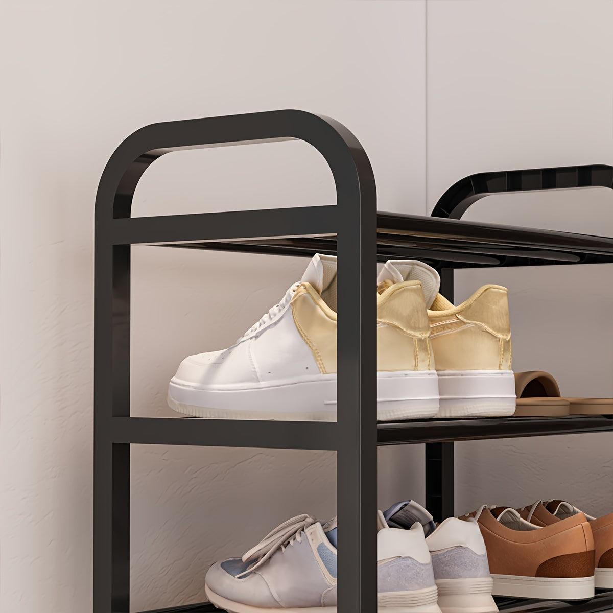 Estante para zapatos de metal de 4/5 niveles, ahorrador de espacio, apilable, organizador de armario de entrada