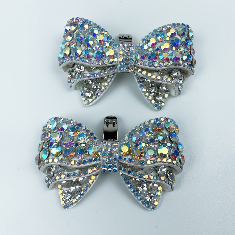 2PCS Sparkling Rhinestone Bow Shoe Clips Removable Handmade Fashion Accessories
