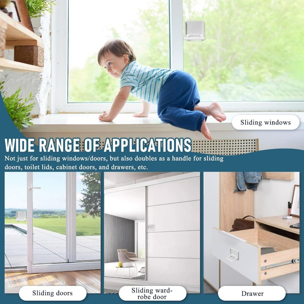 Childproof Sliding Door Window Locks Set of 2 White Security for Glass Doors and Windows