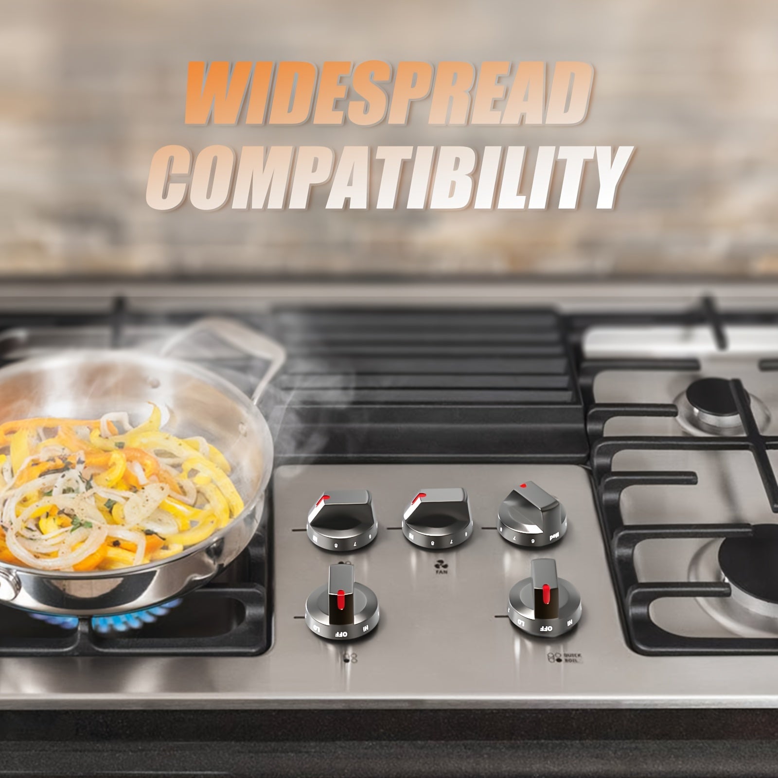 2-Pack Stainless Steel Gas Stove Knobs Compatible with NE/NX9000T Replacement Parts