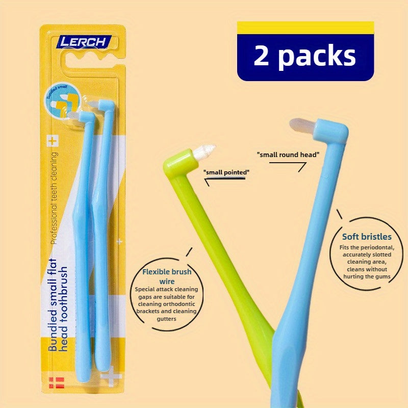 2-Pack Microfiber Bristle Toothbrushes for Braces and Gap Cleaning