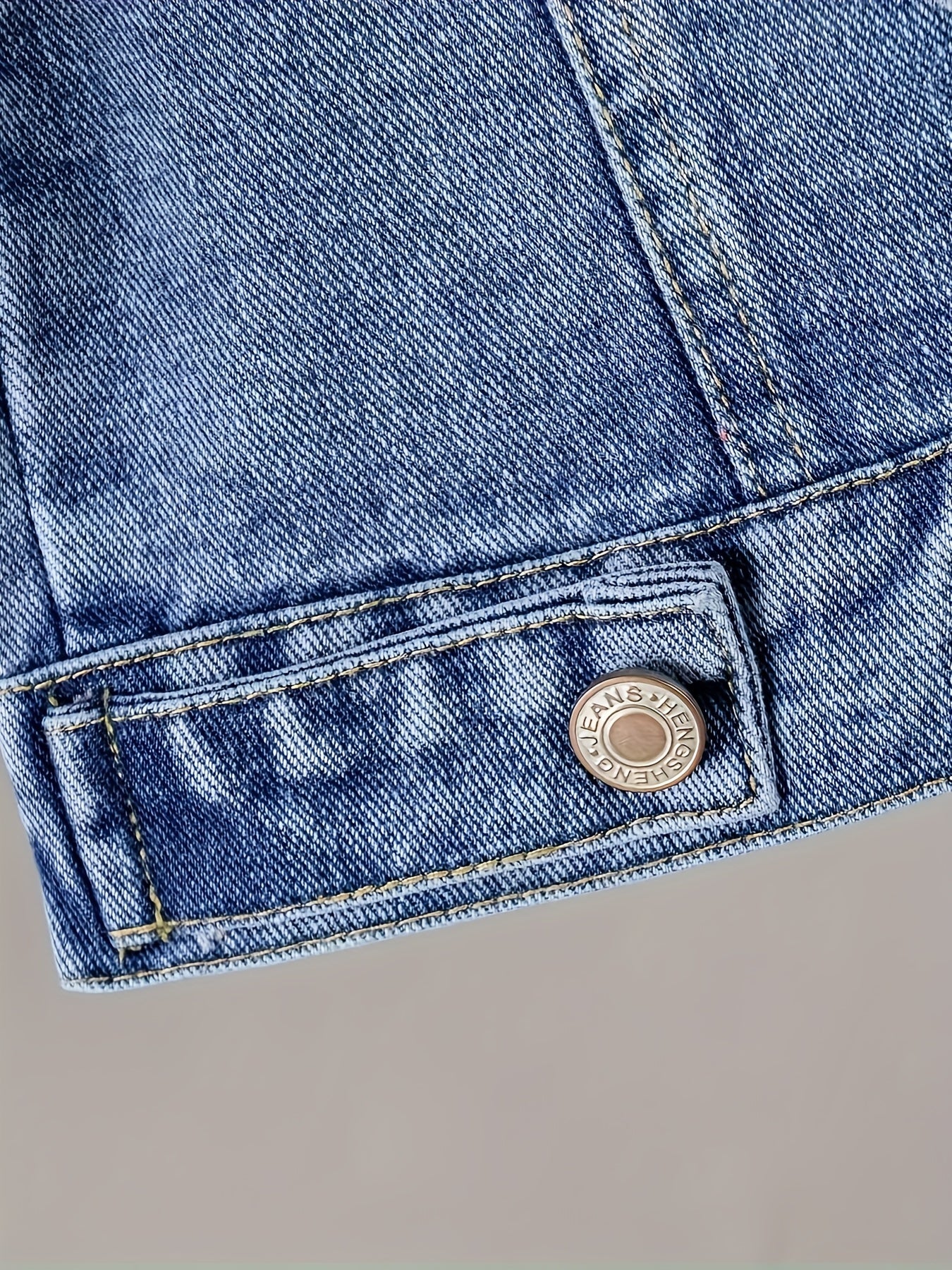 Girls' Denim Jacket with Lace Butterfly Detail Casual Cotton Blend All-Season